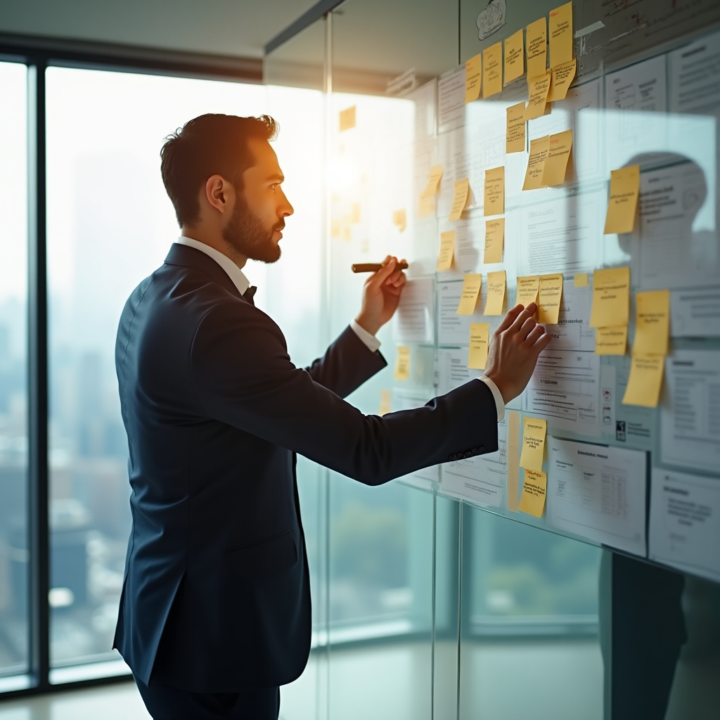 Специалист изучает карту карьерного развития и профессионального роста